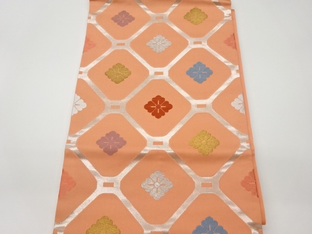 6563640: JAPANESE KIMONO / VINTAGE NAGOYA OBI / WOVEN FLOWER
